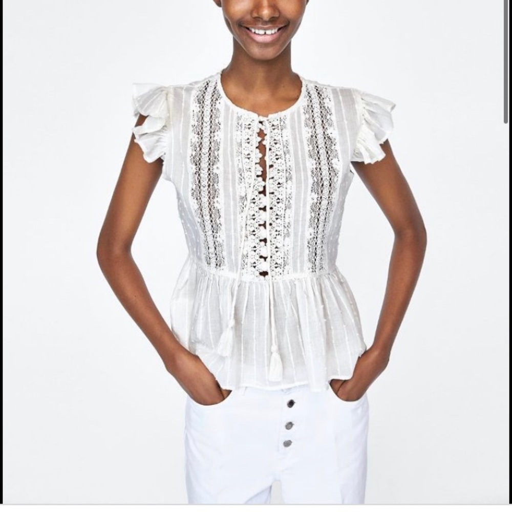 Zara flutter sleeve peplum Indian cotton blouse - Picture 10 of 10